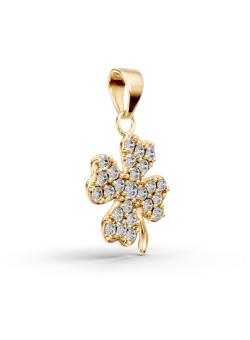 Pandantiv trifoi din aur galben cu zirconii