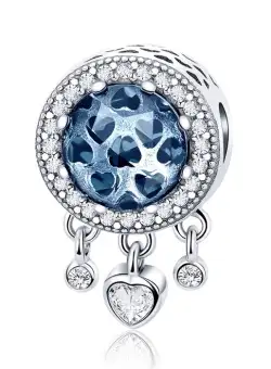 Talisman din argint Dangle Blue Hearts