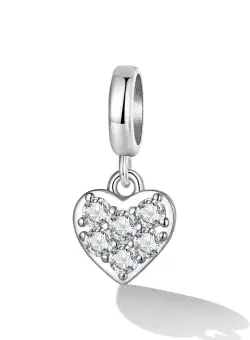 Talisman din argint Studded Crystal Heart