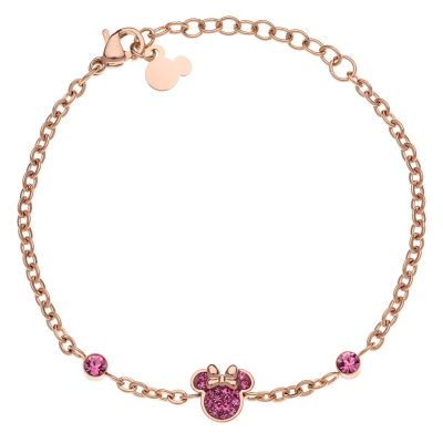 Bratara Disney Minnie Mouse - Otel Medical Inoxidabil Rose si Cristale Roz