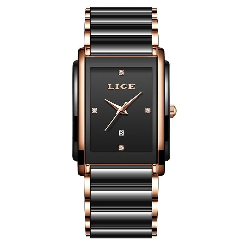 Ceas Damă Lige 89188 Rose Auriu-Negru - Design Fashion, Funcții Multiple, Afișaj Luminos, Rezistent la Apă 3ATM