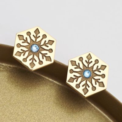 Cercei Craciun - Model Hexagon - Cristal de zapada - Argint 925 placat cu Aur galben 18K - cristal Swarovski- inchidere surub