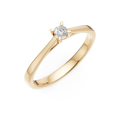 Inel de logodna din aur galben cu un diamant solitaire de 0.15ct