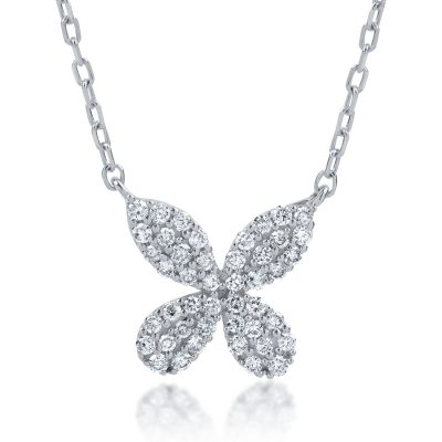 Lant cu pandantiv din aur alb cu diamante de 0.23ct