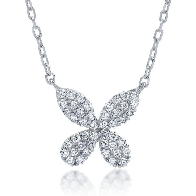 Lant cu pandantiv din aur alb cu diamante de 0.23ct