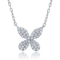 Lant cu pandantiv din aur alb cu diamante de 0.23ct