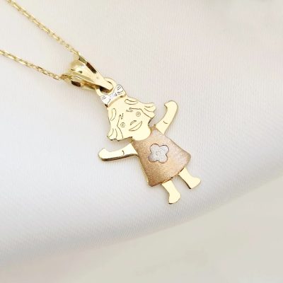 Lantisor cu Pandantiv fetita - Aur Galben 14K