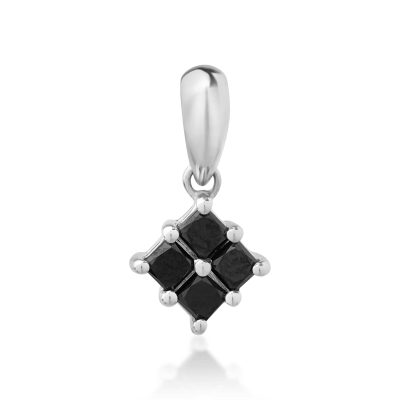 Pandantiv din aur alb cu diamante negre square de 0.405ct