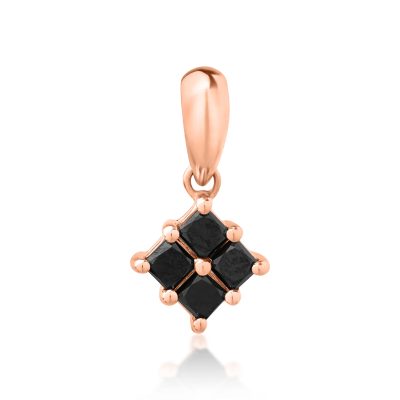 Pandantiv din aur roz cu diamante negre square de 0.406ct